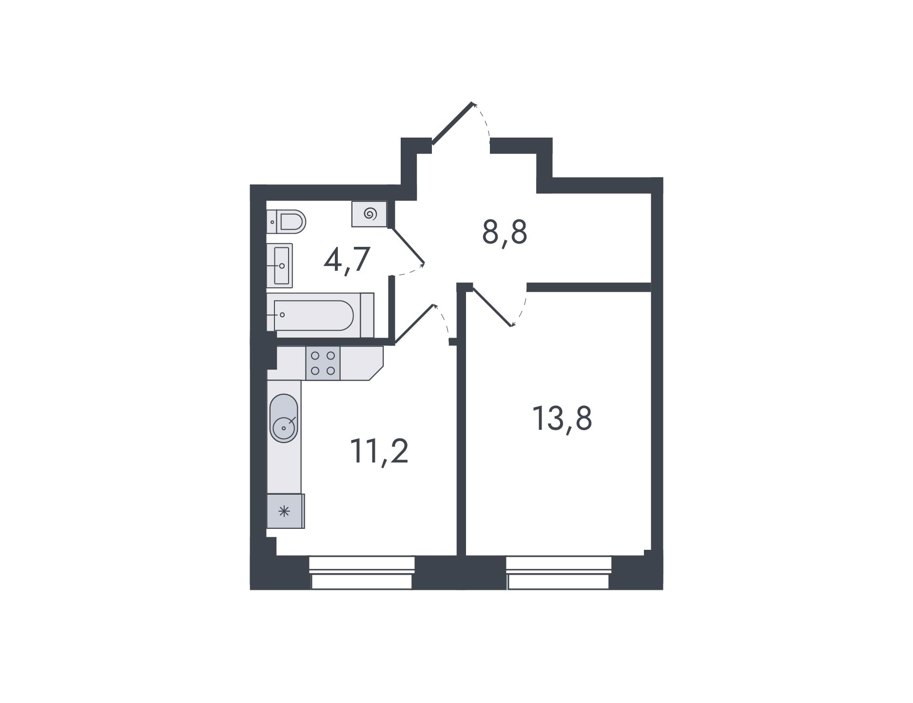 планировка квартиры 39 м2